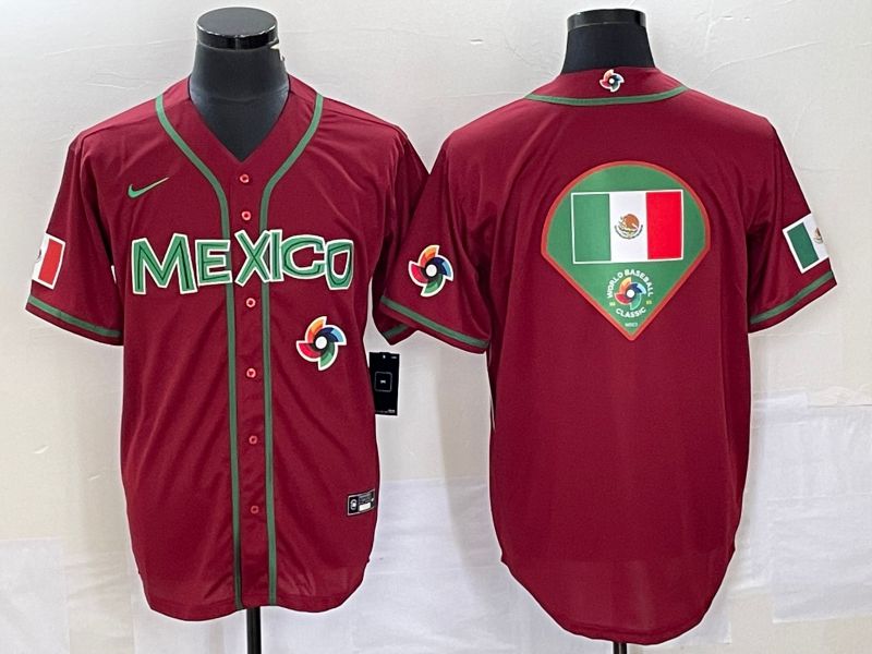 Men 2023 World Cub Mexico Blank Red Nike MLB Jersey31->more jerseys->MLB Jersey